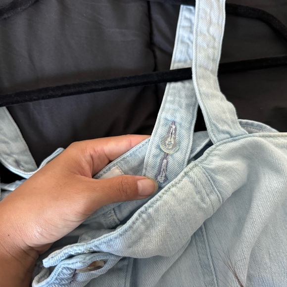 reformation light wash farrah denim knee-length button up dress - Picture 8 of 11